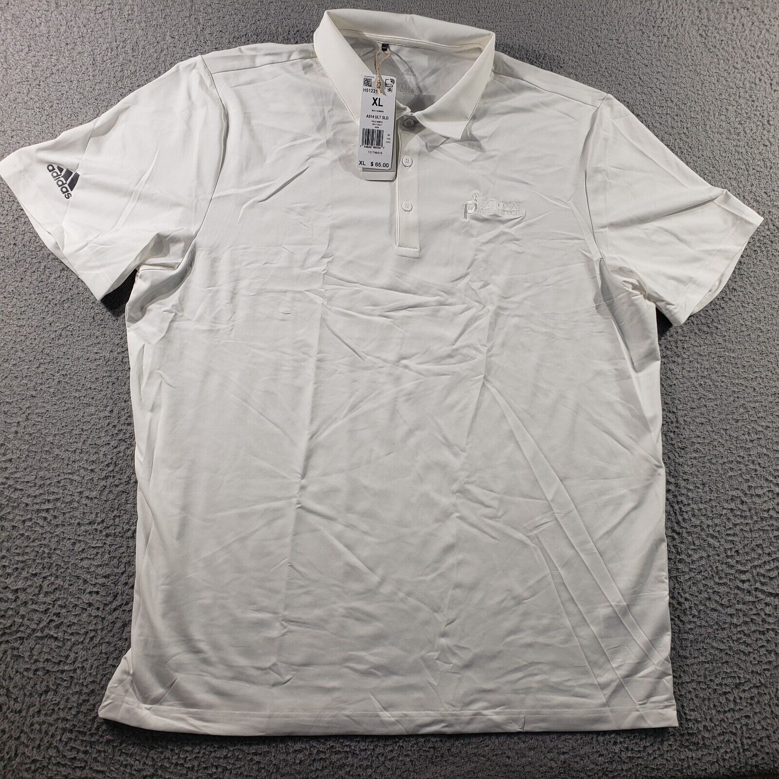 Adidas Shirt Mens Xl White Short Sleeve Golf Polo Nwt Primegreen Stretch Pathway